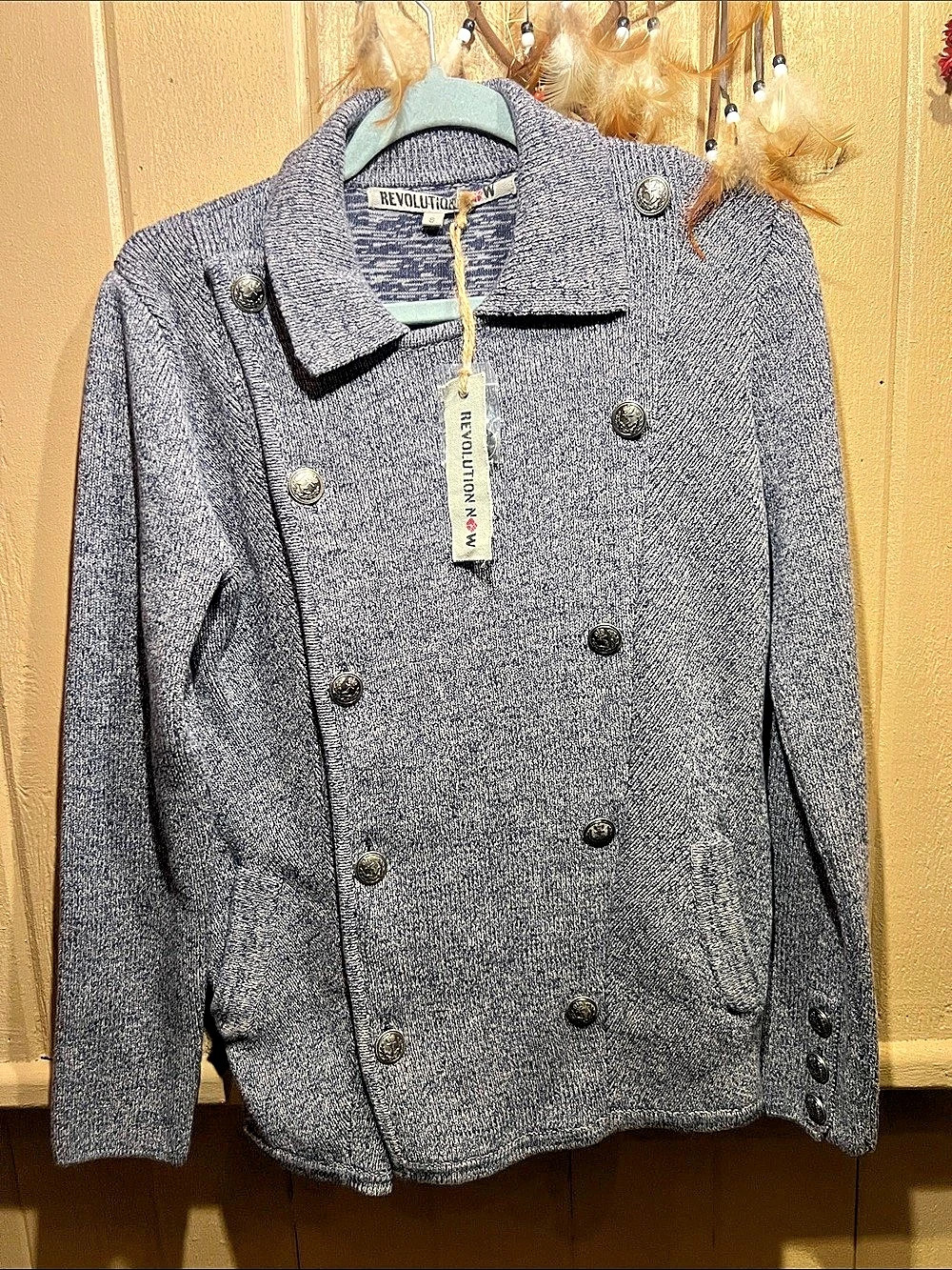 NWT Revolution Now “REV-NOW” Textured Double-Breasted Jacket 100%Cotton small